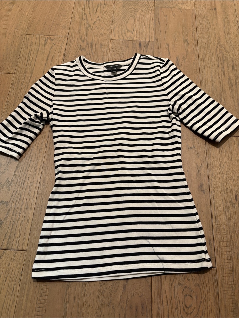 RW&CO. Black and White Striped Short Sleeve Tee
